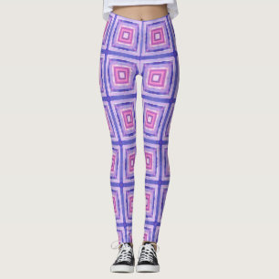Pink & Purple Geometric Square Leggings