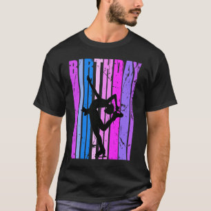 Pink Purple Girls Ice Skating Birthday Retro Squad T-Shirt