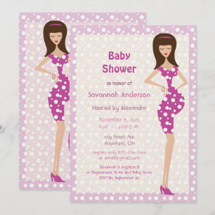 Pink & Purple Girly Colours Bump Baby Girl Shower Invitation