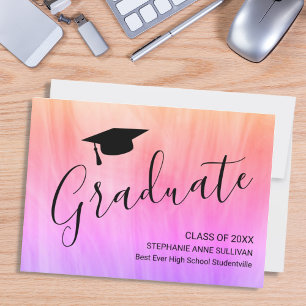 Pink Purple Girly  Graduation Announcement