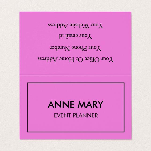 Pink Purple Girly Lavender Event Planner Elegant Business Card (Outside Unfolded)