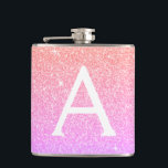 Pink Purple Glitter and Sparkle Monogram Hip Flask<br><div class="desc">Pink Blush and Purple Pastel Ombre Faux Glitter and Sparkle Elegant Monogram Flask. This Flask can be customised to include your initial and first name. The Pink and Purple Flask is perfect for a birthday or bachelorette party celebration.</div>