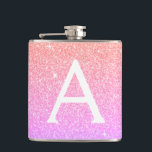 Pink Purple Glitter and Sparkle Monogram Hip Flask<br><div class="desc">Pink Blush and Purple Pastel Ombre Faux Glitter and Sparkle Elegant Monogram Flask. This Flask can be customised to include your initial and first name. The Pink and Purple Flask is perfect for a birthday or bachelorette party celebration.</div>