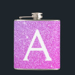 Pink Purple Glitter and Sparkle Monogram Hip Flask<br><div class="desc">Pink and Purple Pastel Ombre Faux Glitter and Sparkle Elegant Monogram Flask. This Flask can be customised to include your initial and first name. The Hot Pink and Purple Flask is perfect for a birthday or bachelorette party celebration.</div>