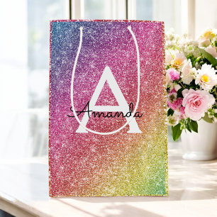 Pink Purple Glitter Birthday Medium Gift Bag