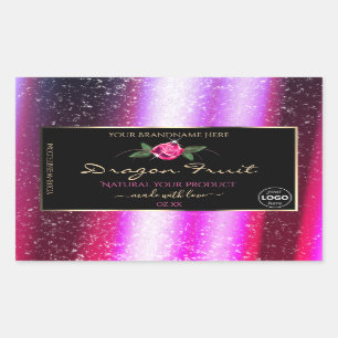 Pink Purple Glitter Black Product Labels with Logo