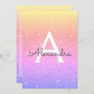 Pink Purple Glitter Class of 2019 Graduation Party Invitation