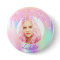 Pink purple glitter drips photo button name tag