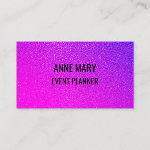 Pink Purple Glitter Event Wedding Planner Girly Business Card