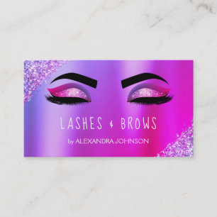 Pink Purple Glitter Eyelashes Lashes Brows Business Card