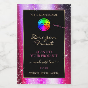 Pink Purple Glitter Frame Product Label with Logo