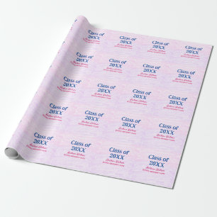 Pink purple glitter graduate class of add name yea wrapping paper