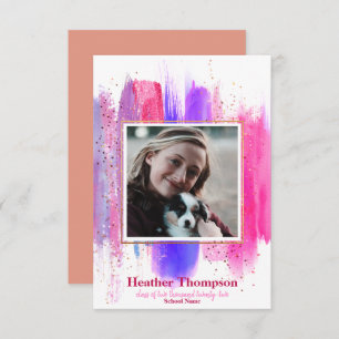 Pink & Purple Glitter Graduation Announcement