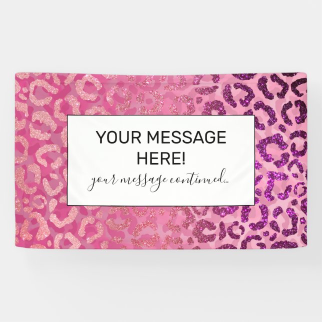 Pink Purple Glitter Leopard Animal Print Gradient Banner (Horizontal)