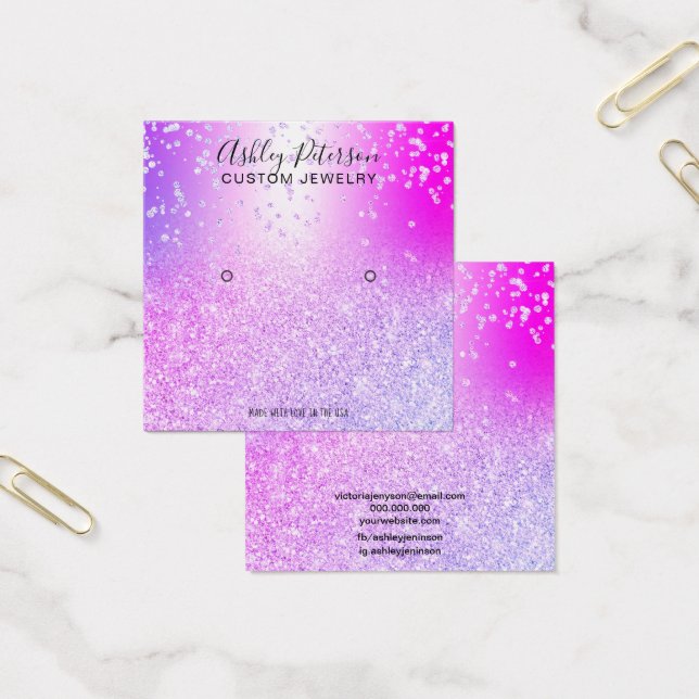 Pink purple glitter metallic stud earring display (Office)