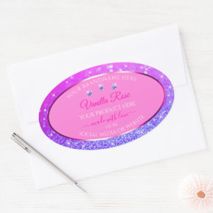 Pink Purple Glitter Product Labels Rhinestones