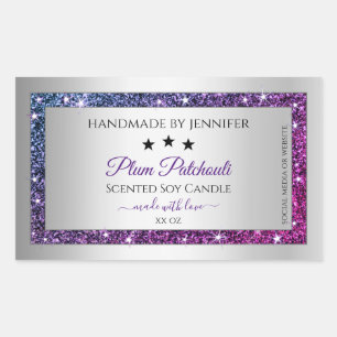Pink Purple Glitter Silver Product Packaging Label