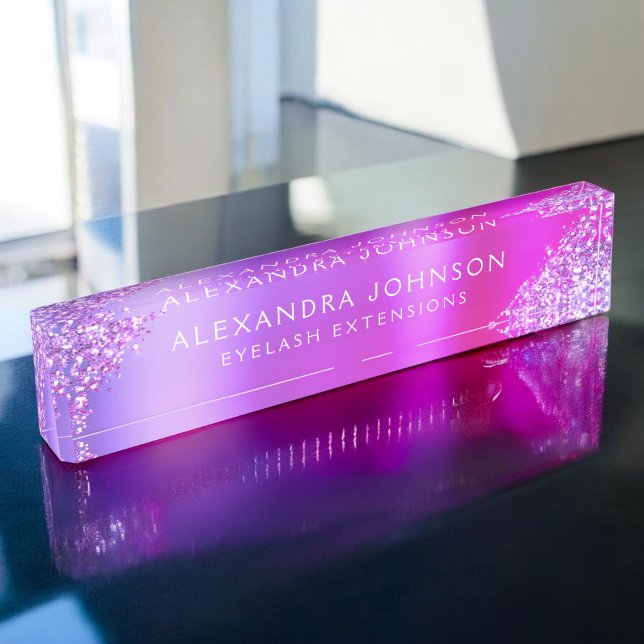 Pink Purple Glitter Sparkle Eyelash Extensions Nameplate (Creator Uploaded)