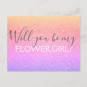 Pink Purple Glitter & Sparkle Flower Girl Invitation Postcard