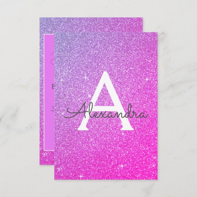 Pink Purple Glitter Sweet 16 Save the Date Invitation (Front/Back)