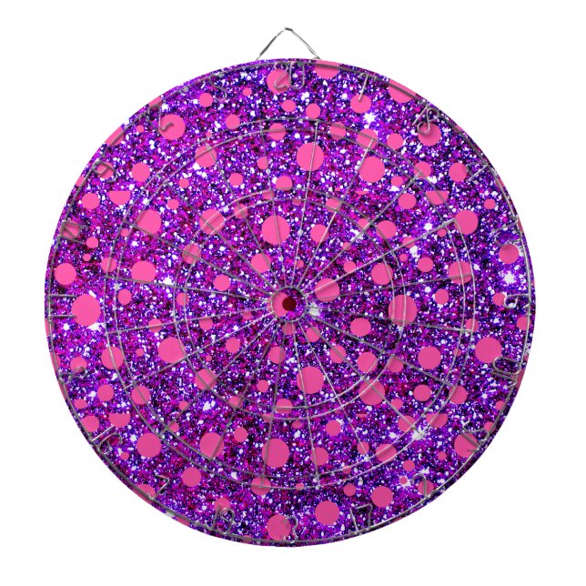 Pink & Purple Glittery Girlie Fashion Dartboard (Front)