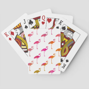 Pink Purple Gold Flamingo Watercolor Tropical Playing Cards