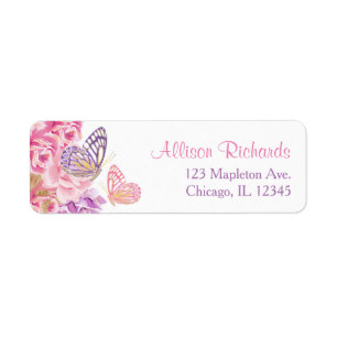 Pink purple gold floral butterfly