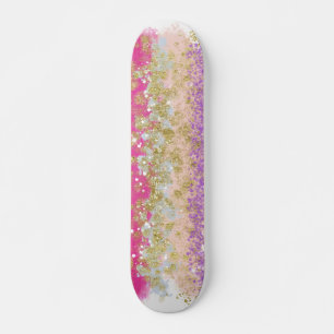 Pink & Purple Gold Speckled Skateboard