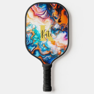 Pink Purple Golden Custom Monogram Pickleball Paddle