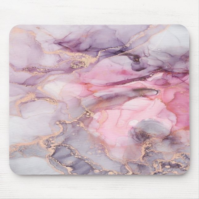 pink , purple, golden marble  mouse mat (Front)