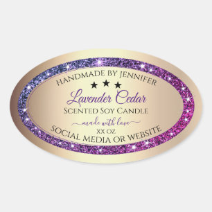 Pink Purple Gradient Glitter Product Labels Gold