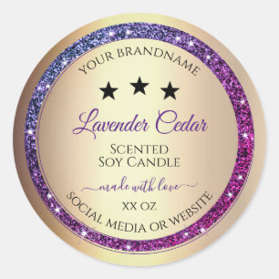 Pink Purple Gradient Glitter Product Labels Gold