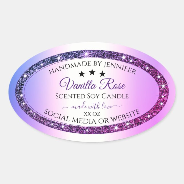 Pink Purple Gradient Glitter Spark Product Labels (Front)