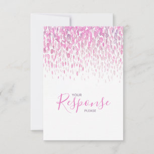Pink purple gray abstract art wedding reply RSVP Card
