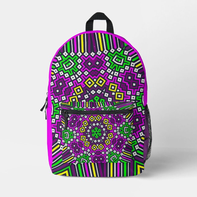 Pink Purple Green All over print Backpack (Front)