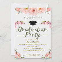 Pink, Purple & Green Floral Graduation Invitation