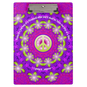 Pink Purple Green Glow Peace Energy Mandala Clipboard