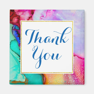 Pink Purple Green Marble Abstract Watercolor Magnet