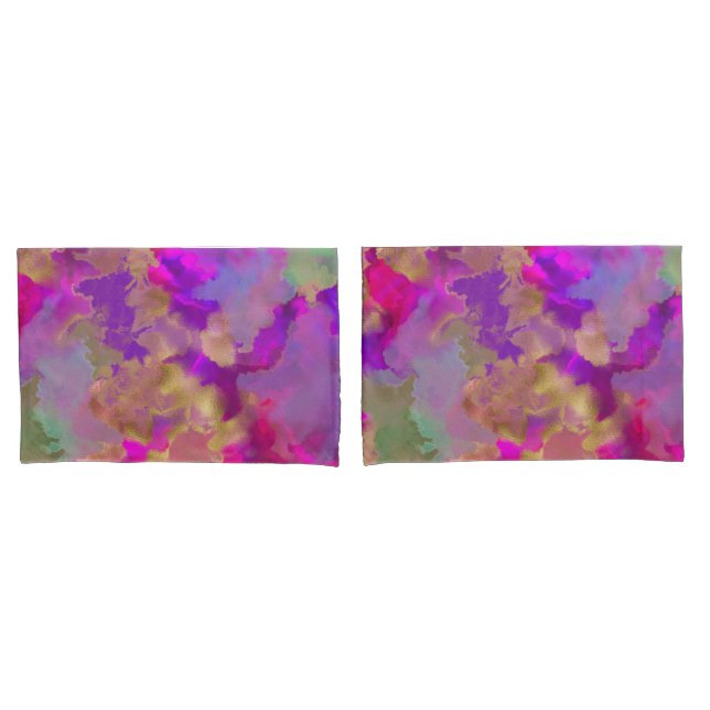 Pink, purple, green marble ink print pillow cases (Front-Set)