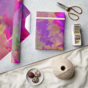 Pink, purple, green, marble print wrapping paper