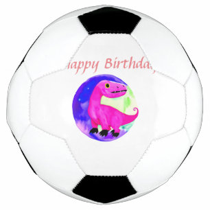 Pink purple green watercolor dinosaur birthday football