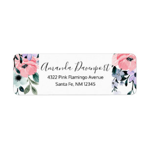 Pink Purple & Green Watercolor Floral Border
