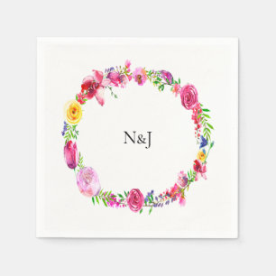 Pink Purple Greenery Spring Flowers Floral Modern Napkin