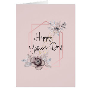 Pink Purple Grey Floral Mothers Day Card 