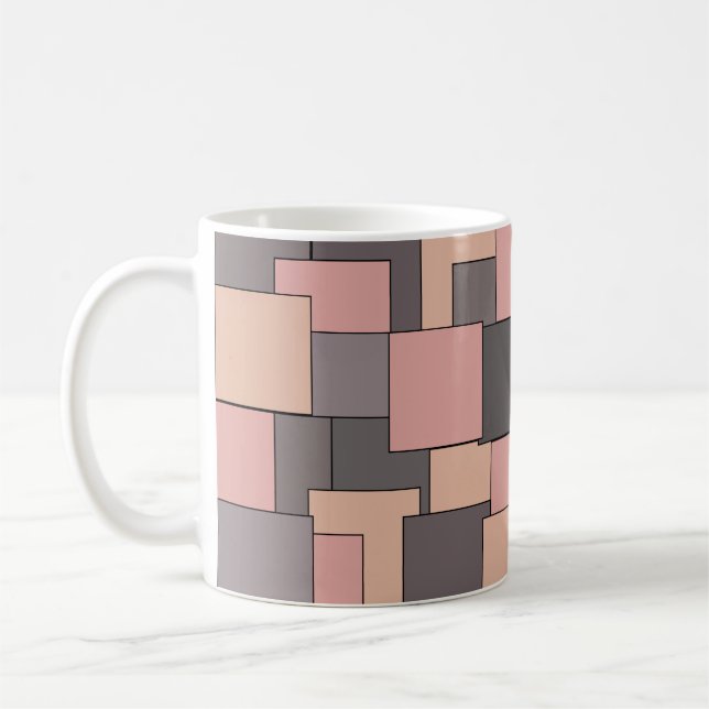 Pink purple grey geometric pattern coffee mug (Left)