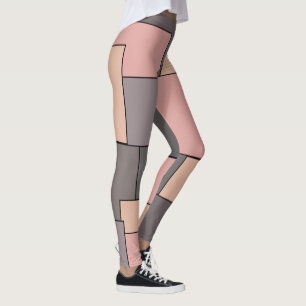 Pink purple grey geometric pattern leggings