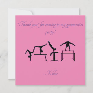 Pink & Purple Gymnastics Thank You Card