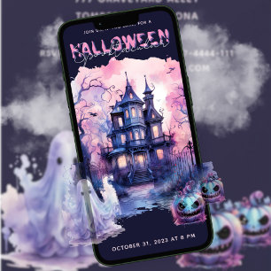Pink Purple Halloween Spooktacular Party Invitation