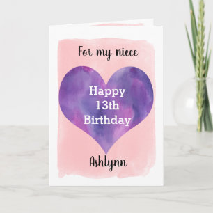Pink Purple Happy 13th Birthday Niece Card