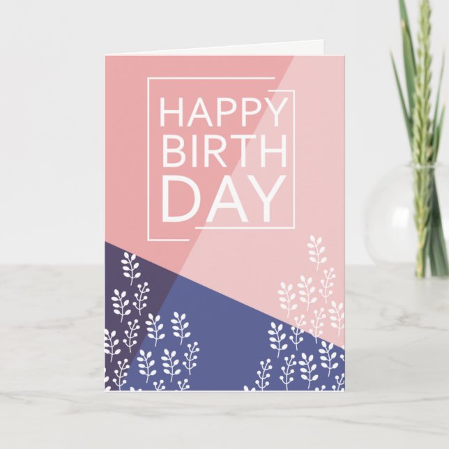 Pink & Purple Happy Birthday Vines Card (Front)